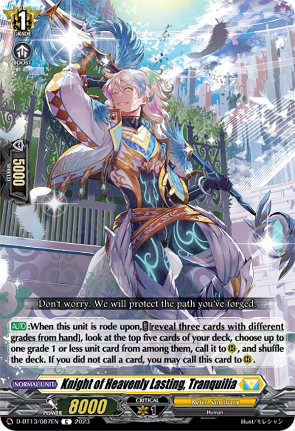 Image of Knight of Heavenly Lasting, Tranquilia (D-BT13/087EN) [Flight of Chakrabarthi]