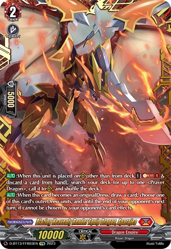Image of Blazing Heavenly Render Equip Dragon, Aparajea (FFR) (D-BT13/FRR03EN) [Flight of Chakrabarthi]