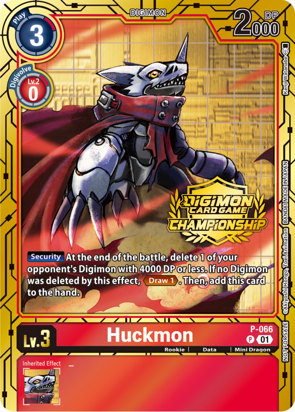 Image of Huckmon [P-066] (Championship 2023 Gold Card Set) [Promotional Cards]