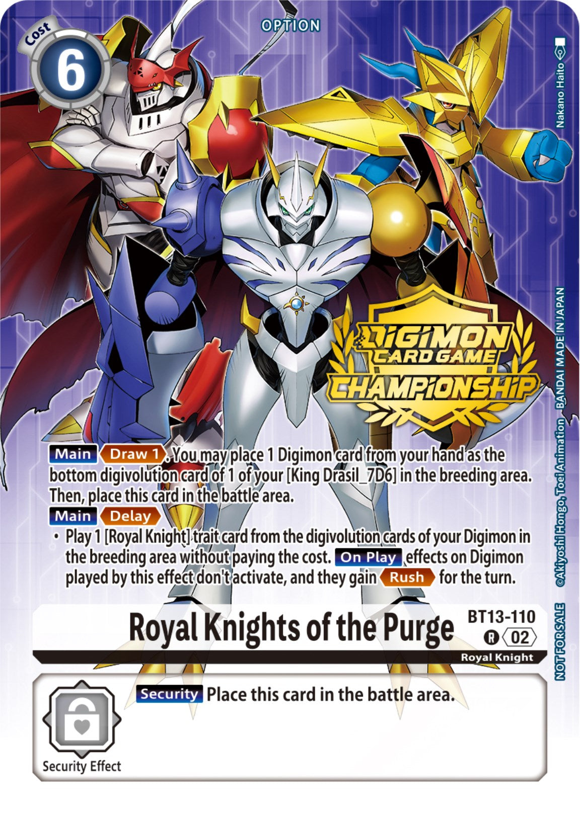 Image of Royal Knights of the Purge [BT13-110] (Championship 2023 Tamers Pack) [Versus Royal Knights Promos]