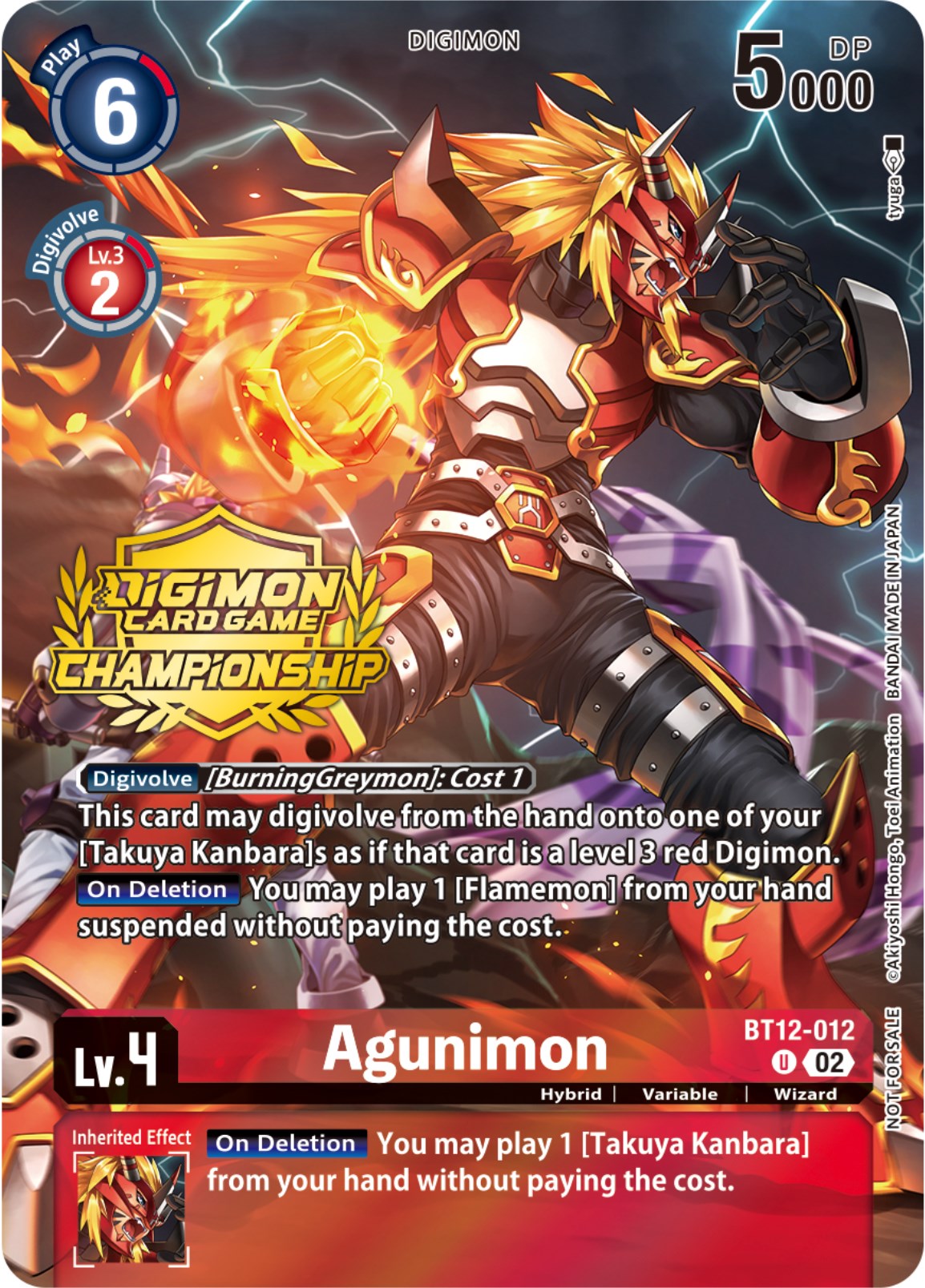Image of Agunimon [BT12-012] (Championship 2023 Tamers Pack) [Across Time Promos]