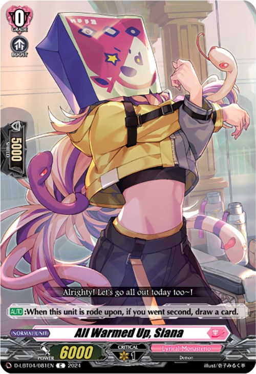 Image of All Warmed Up, Siana (D-LBT04/081EN) [Lyrical Monasterio: Trick or Trick!]