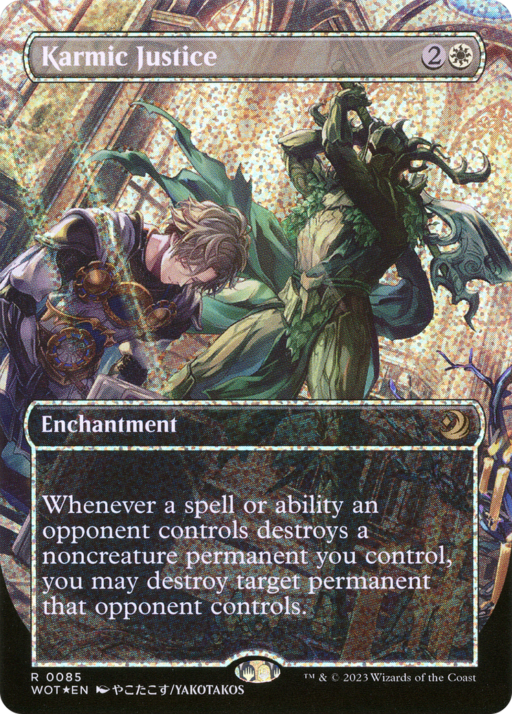 Image of Karmic Justice (Anime Borderless) (Confetti Foil) [Wilds of Eldraine: Enchanting Tales]