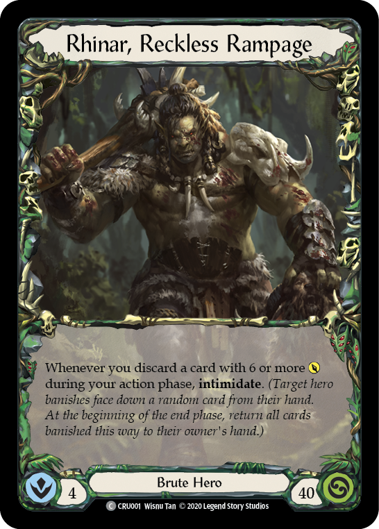 Image of Rhinar, Reckless Rampage [CRU001] (Crucible of War)  1st Edition Normal