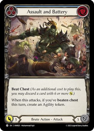 Image of Assault and Battery (Blue) [RNR021] (Rhinar Hero Deck)