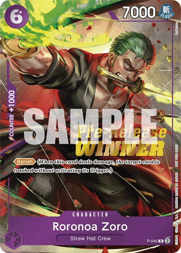 Image of Roronoa Zoro (OP-06 Pre-Release Tournament) [Winner] [One Piece Promotion Cards]