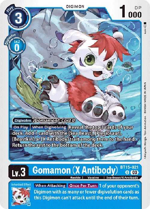 Image of Gomamon (X Antibody) [BT15-021] [Exceed Apocalypse]
