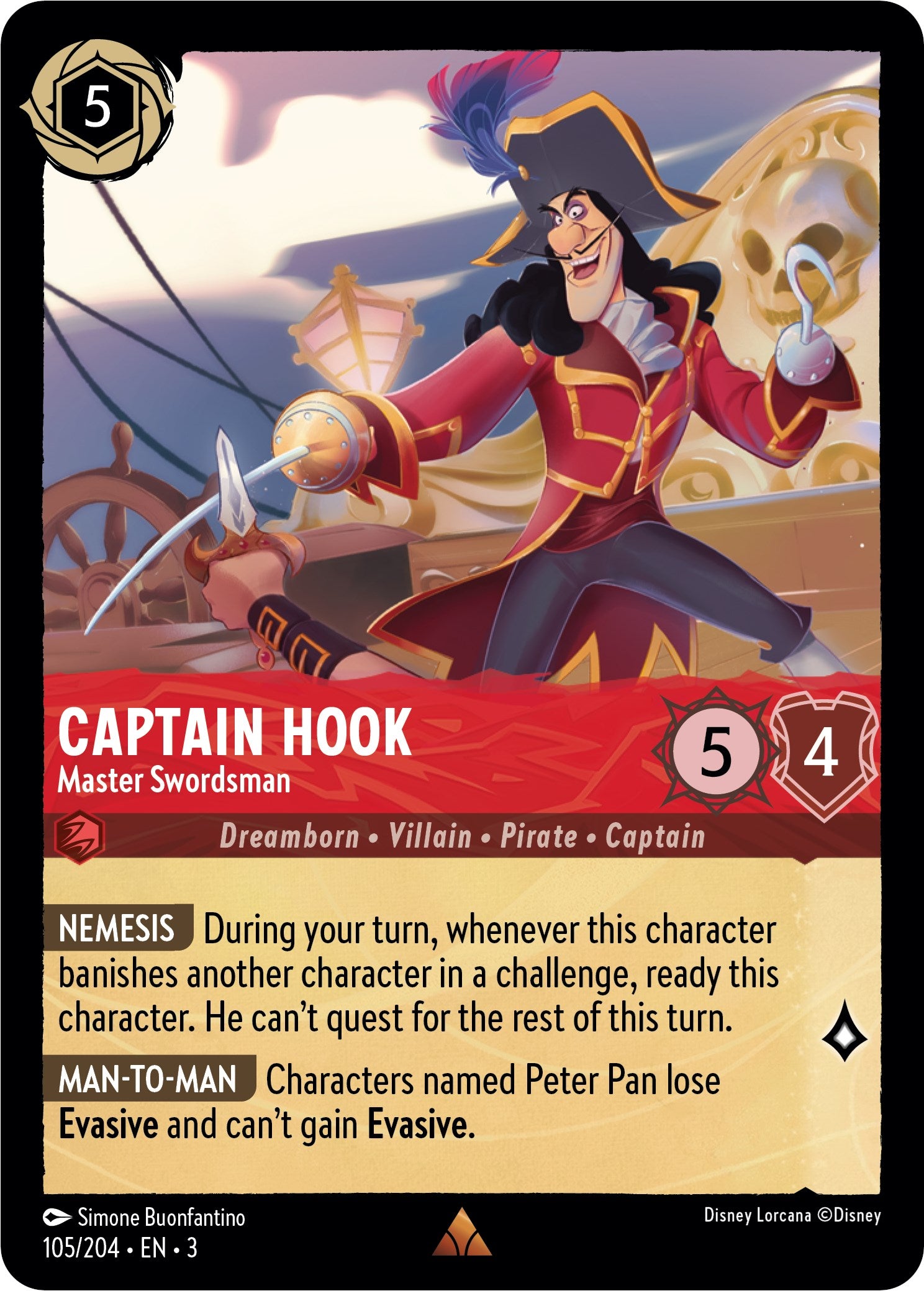 Image of Captain Hook - Master Swordsman (105/204) [Into the Inklands]