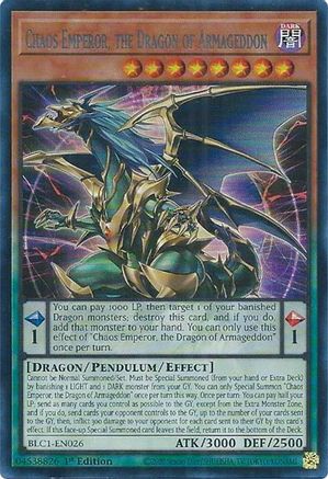 Image of Chaos Emperor, the Dragon of Armageddon (Silver) [BLC1-EN026] Ultra Rare