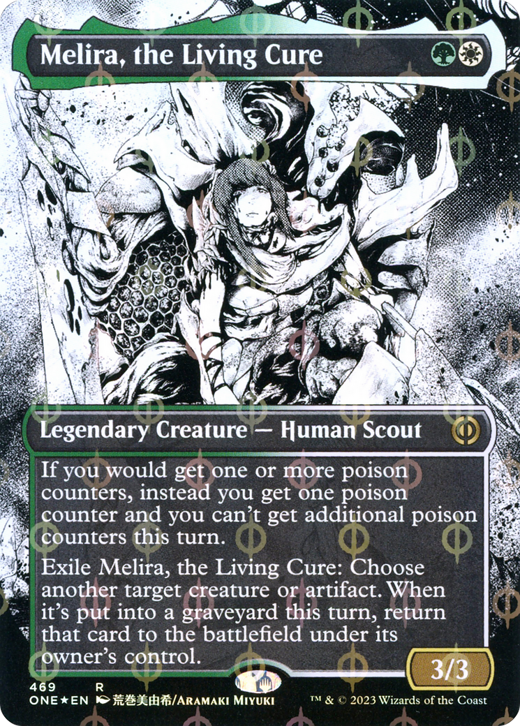 Image of Melira, the Living Cure (Borderless Manga Step-and-Compleat Foil) [Phyrexia: All Will Be One]