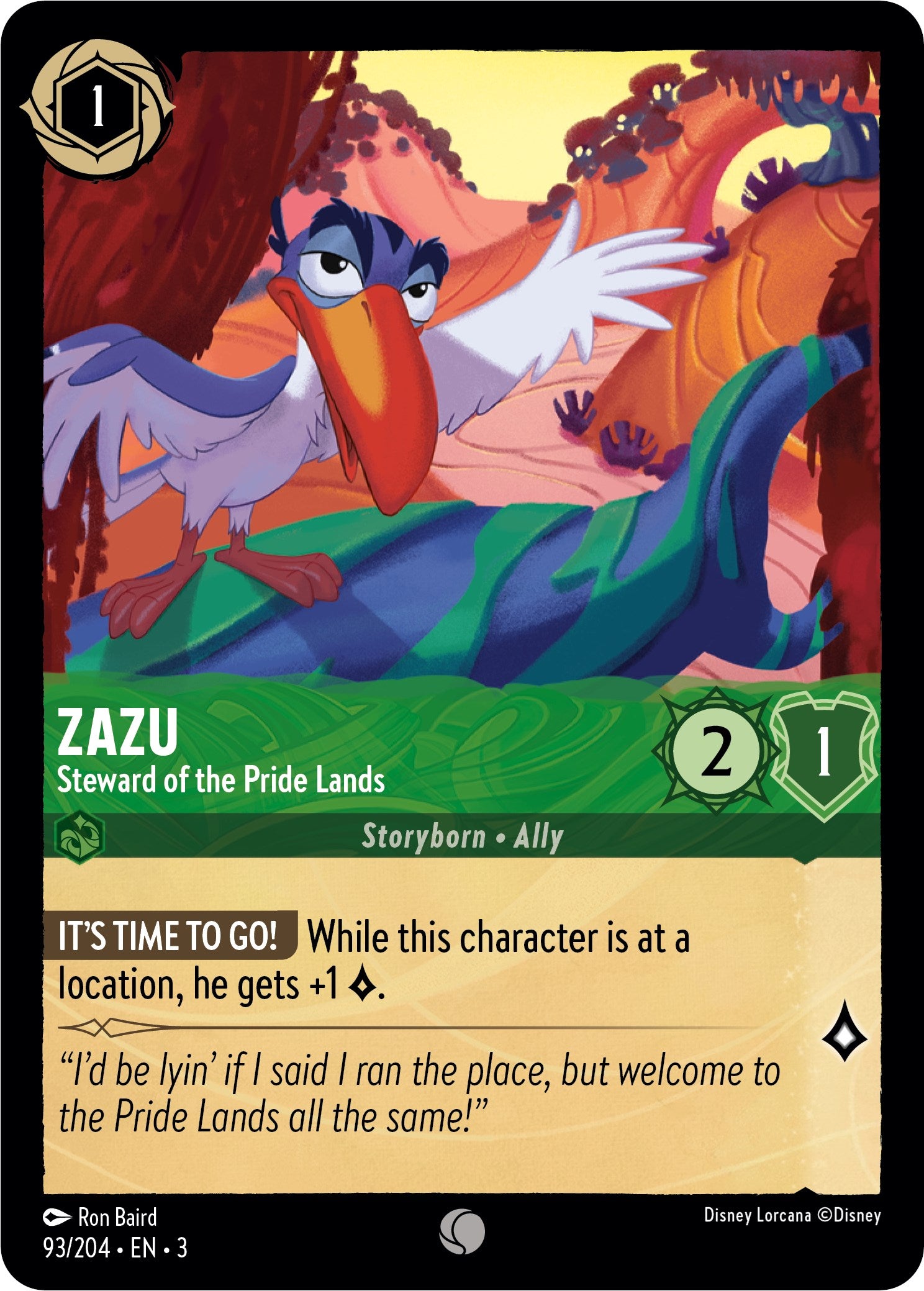 Image of Zazu - Steward of the Pride Lands (93//204) [Into the Inklands]