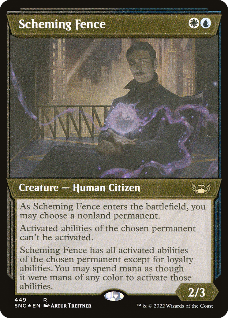 Image of Scheming Fence (Showcase Art Deco Foil Etched) [Streets of New Capenna]