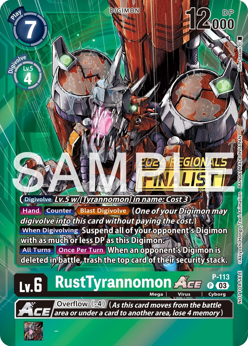 Image of RustTyrannomon Ace [P-113] (2024 Regionals Finalist) [Promotional Cards]