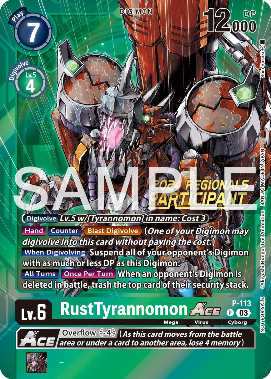 Image of RustTyrannomon Ace [P-113] (2024 Regionals Participant) [Promotional Cards]