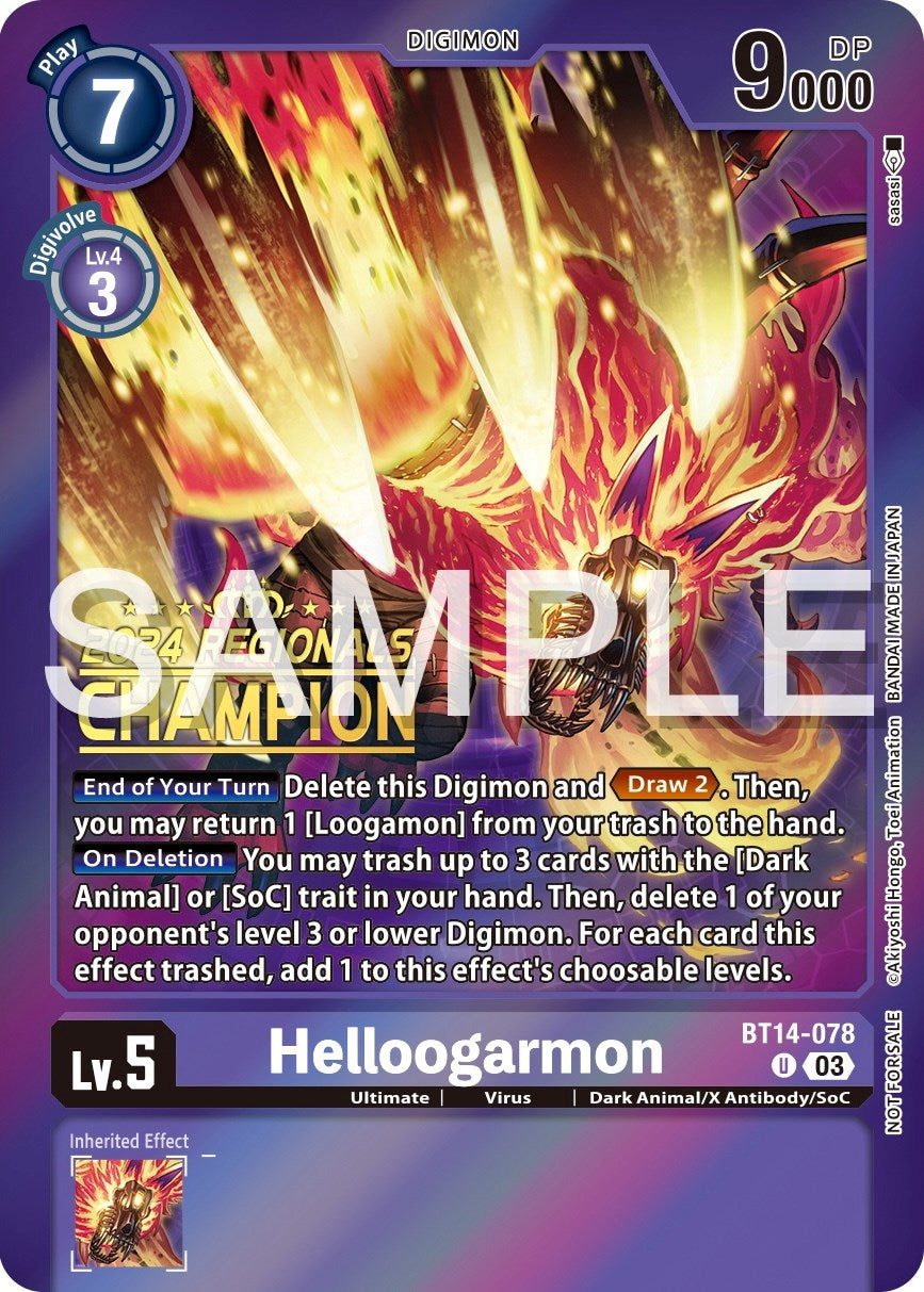 Image of Helloogarmon [BT14-078] (2024 Regionals Champion) [Blast Ace Promos]