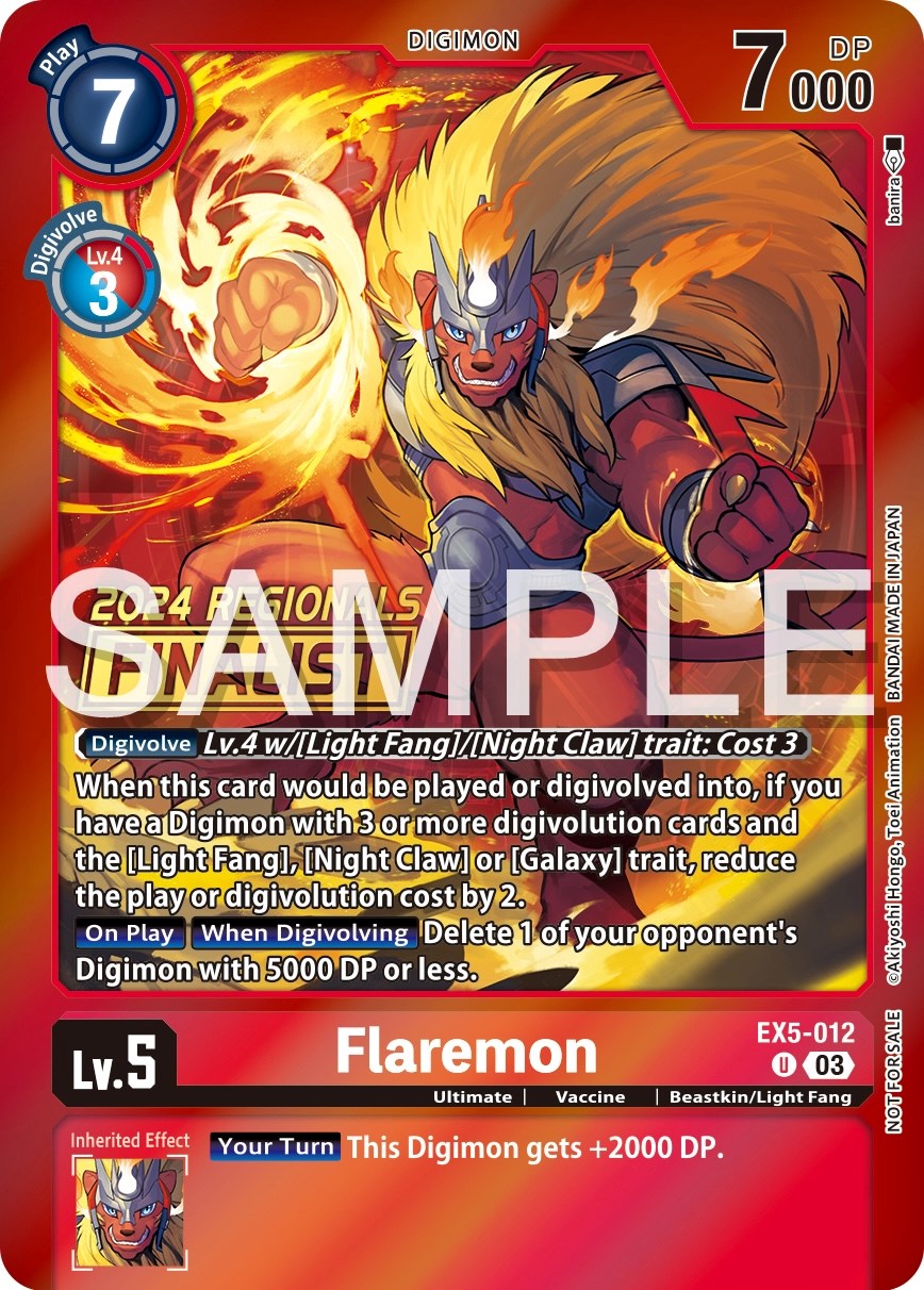 Image of Flaremon [EX5-012] (2024 Regionals Finalist) [Animal Colosseum Promos]