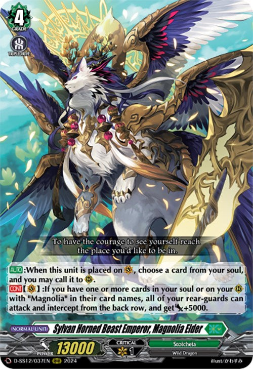 Image of Sylvan Horned Beast Emperor, Magnolia Elder (D-SS12/037EN) [Triple Drive]