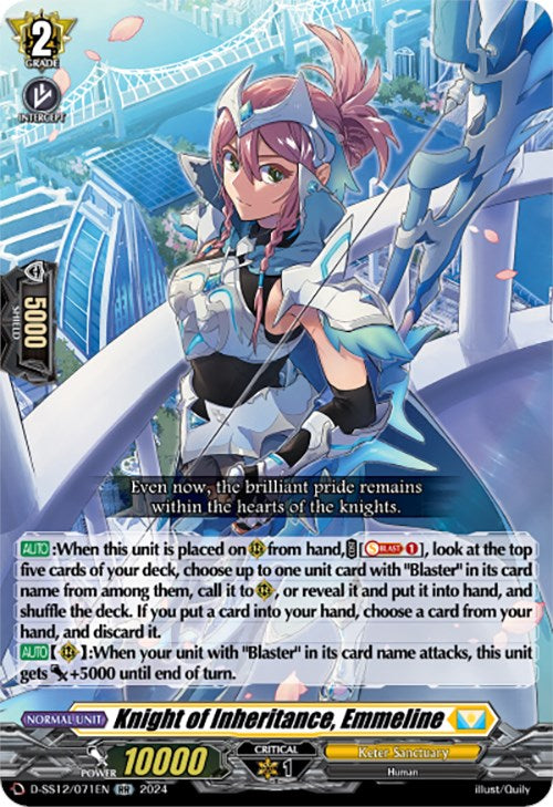 Image of Knight of Inheritance, Emmeline (D-SS12/071EN) [Triple Drive]