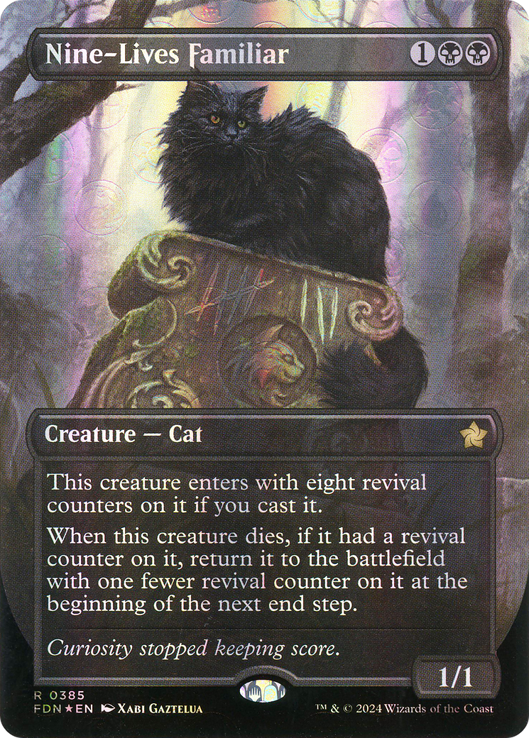 Image of Nine-Lives Familiar (Borderless Mana Foil) [Foundations]
