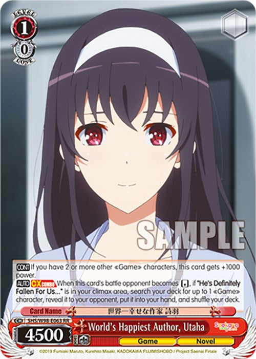 Image of World's Happiest Author, Utaha (SHS/W98-E063 RR) [Saekano the Movie: Finale]