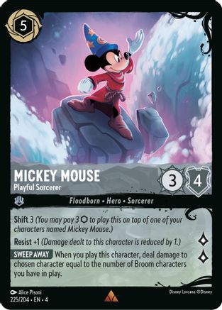 Image of Mickey Mouse - Playful Sorcerer (225/204) (225/204) - Illumineers Quest Deep Trouble Cold Foil