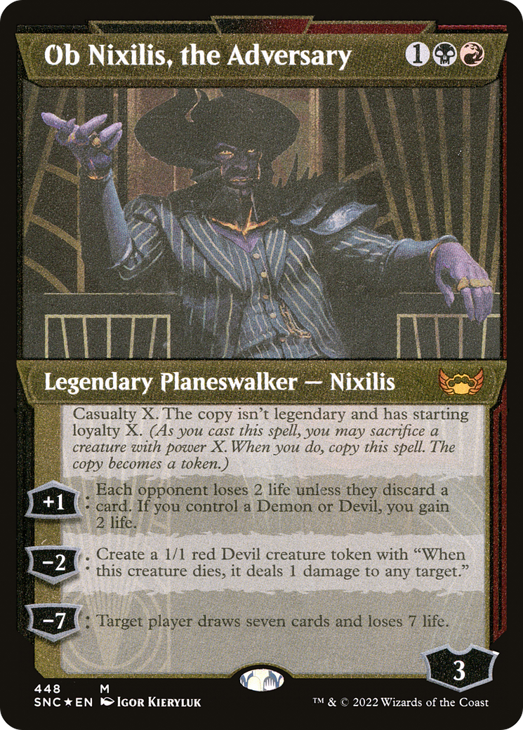 Image of Ob Nixilis, the Adversary (Showcase Art Deco Foil Etched) [Streets of New Capenna]