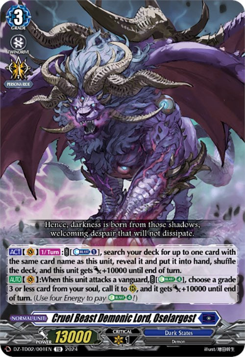 Image of Cruel Beast Demonic Lord, Oselargest (DZ-TD02/001EN) [Start Up Trial Deck: Dark States]