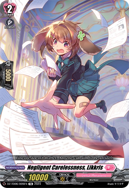 Image of Negligent Carelessness, Likkris (DZ-TD06/009EN) [Start Up Trial Deck: Lyrical Monasterio]