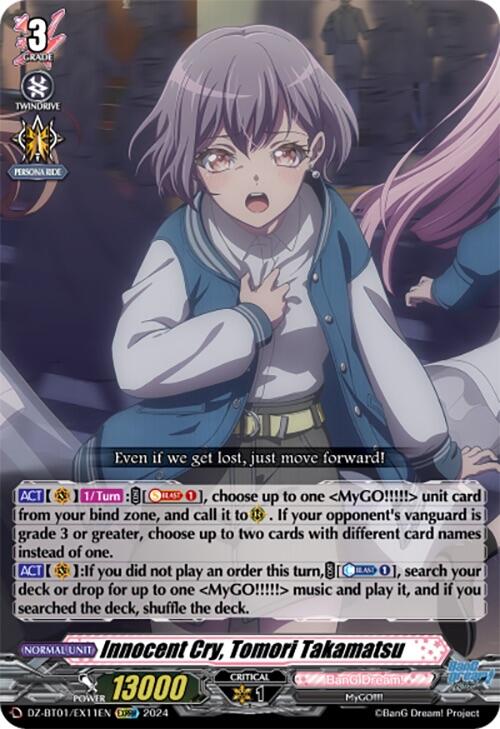 Image of Innocent Cry, Tomori Takamatsu (EXRRR) (DZ-BT01/EX11EN) [Fated Clash]