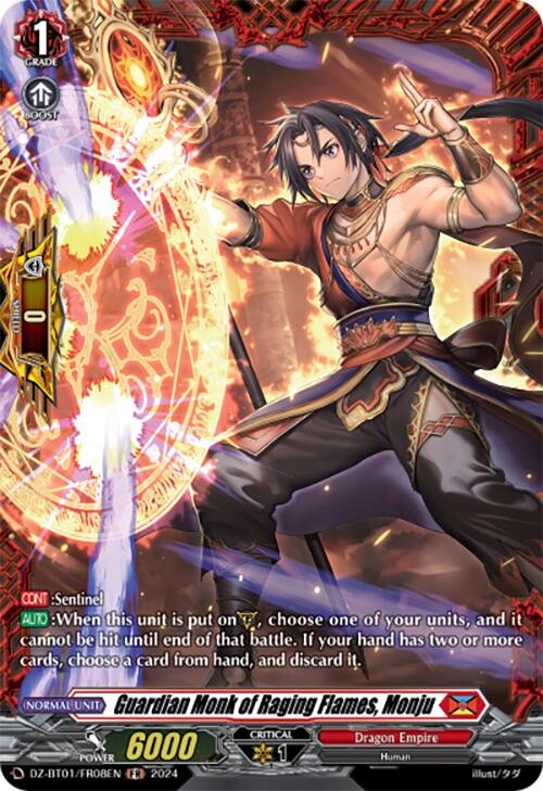 Image of Guardian Monk of Raging Flames, Monju (FR) (DZ-BT01/FR08EN) [Fated Clash]
