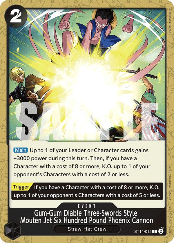 Image of Gum-Gum Diable Three-Swords Style Mouten Jet Six Hundred Pound Phoenix Cannon [Starter Deck: 3D2Y]