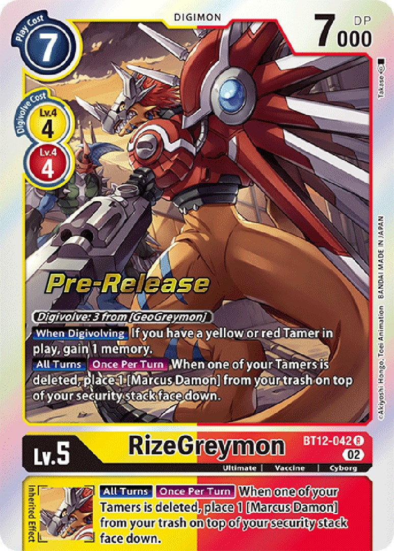 Image of RizeGreymon [BT12-042] [Across Time Pre-Release Cards]