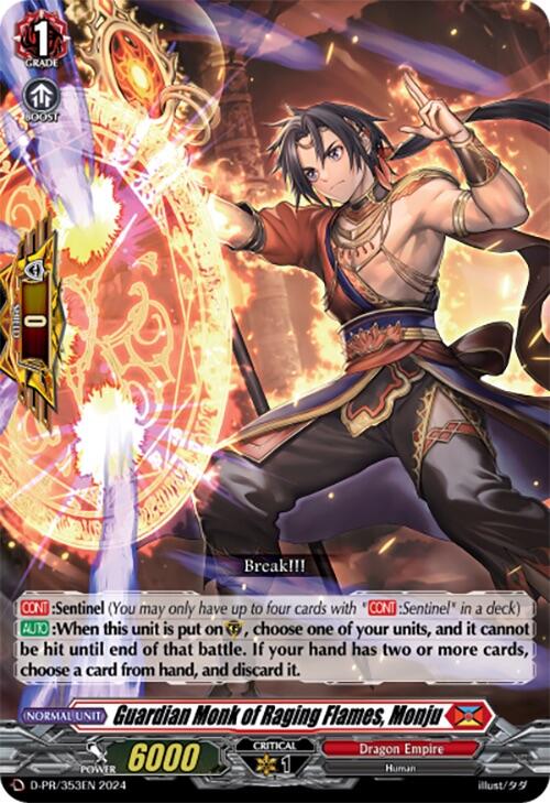 Image of Guardian Monk of Raging Flames, Monju (D-PR/353EN) [D Promo Cards]