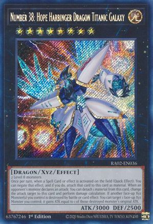 Image of Number 38: Hope Harbinger Dragon Titanic Galaxy (Secret Rare) [RA02-EN036] Secret Rare