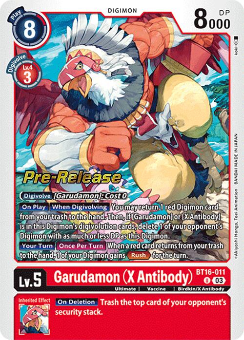 Image of Garudamon (X Antibody) [BT16-011] [Beginning Observer Pre-Release Promos]