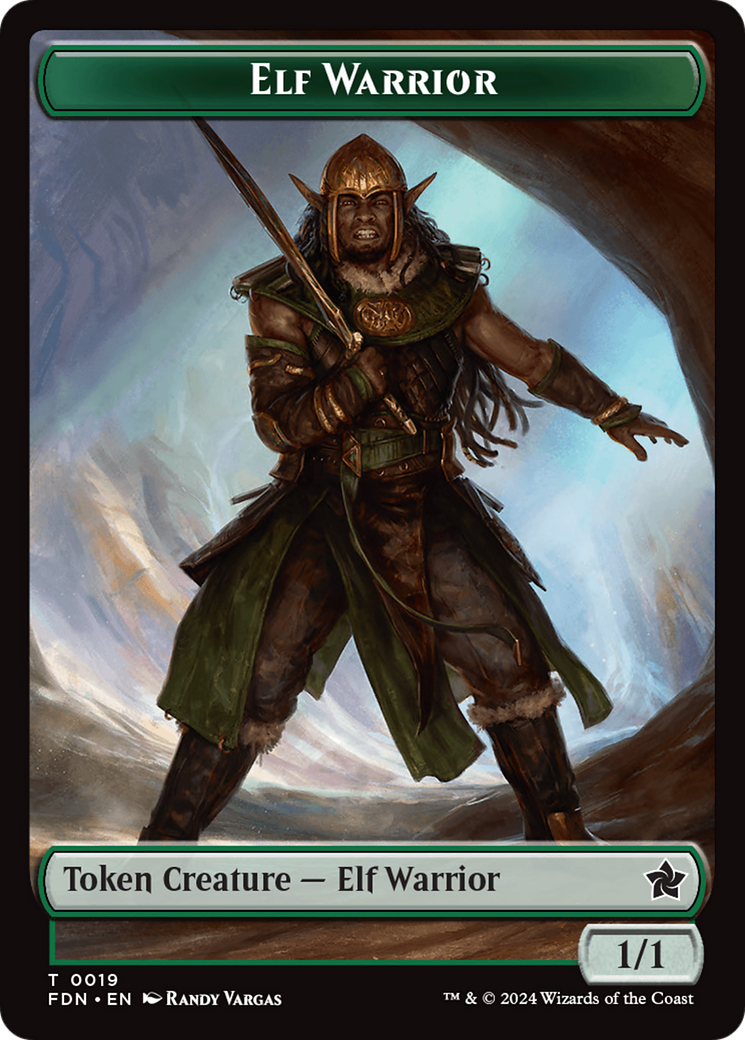 Image of Elf Warrior // Rat (0030) Double-Sided Token [Foundations Tokens]