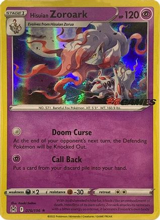 Image of Hisuian Zoroark (076/196) (EB Games Exclusive) [Sword & Shield: Lost Origin]