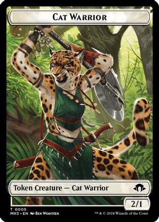 Image of Cat Warrior // Energy Reserve Double-Sided Token [Modern Horizons 3 Tokens]
