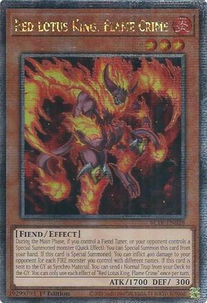 Image of Red Lotus King, Flame Crime (Quarter Century Secret Rare) [BLTR-EN028] Quarter Century Secret Rare