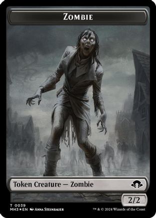 Image of Zombie (Ripple Foil) // Insect (0027) Double-Sided Token [Modern Horizons 3 Tokens]