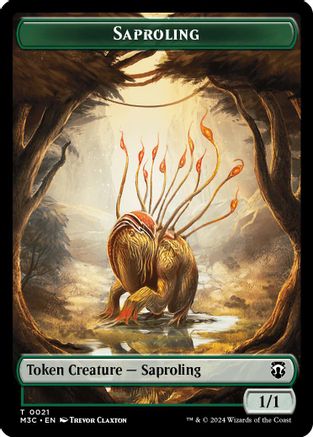 Image of Saproling (Ripple Foil) // Emblem - Garruk, Apex Predator Double-Sided Token (M3C-21 // 27) - Modern Horizons 3 Commander Foil