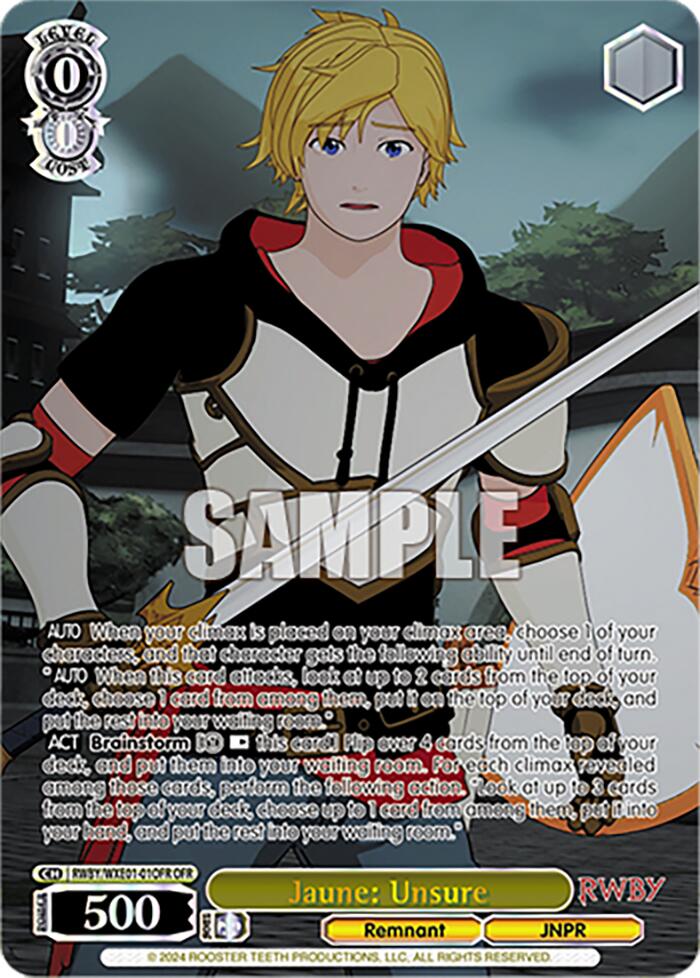 Image of Jaune: Unsure (RWBY/WXE01-01OFR OFR) [RWBY: Premium Booster]