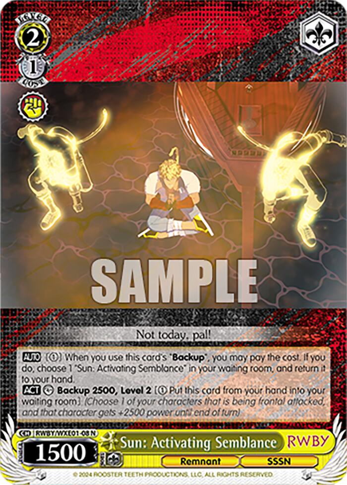 Image of Sun: Activating Semblance (RWBY/WXE01-08 N) [RWBY: Premium Booster]