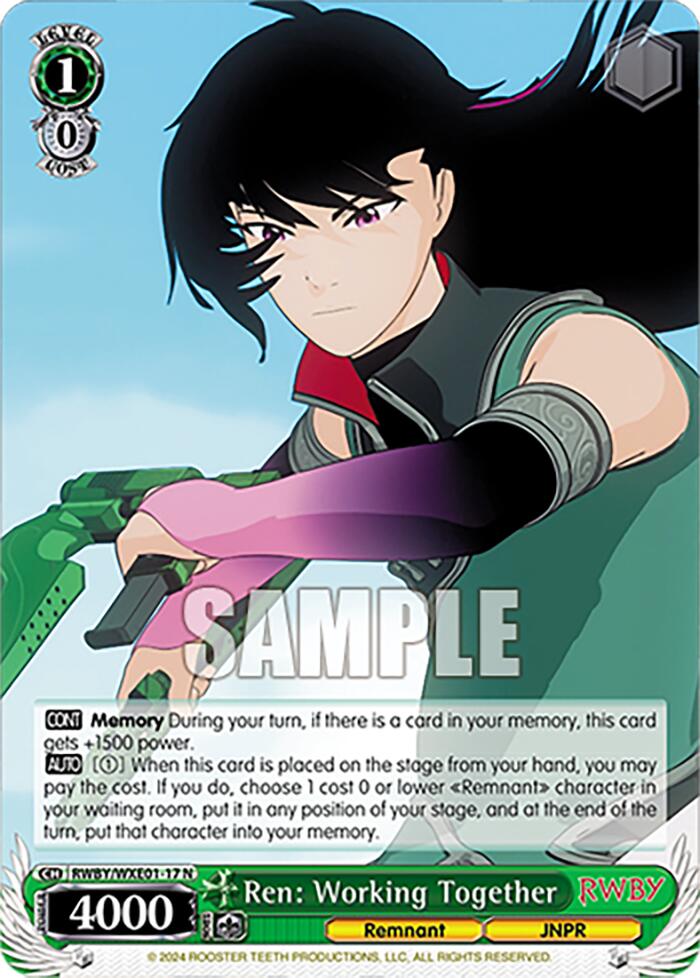 Image of Ren: Working Together (RWBY/WXE01-17 N) [RWBY: Premium Booster]