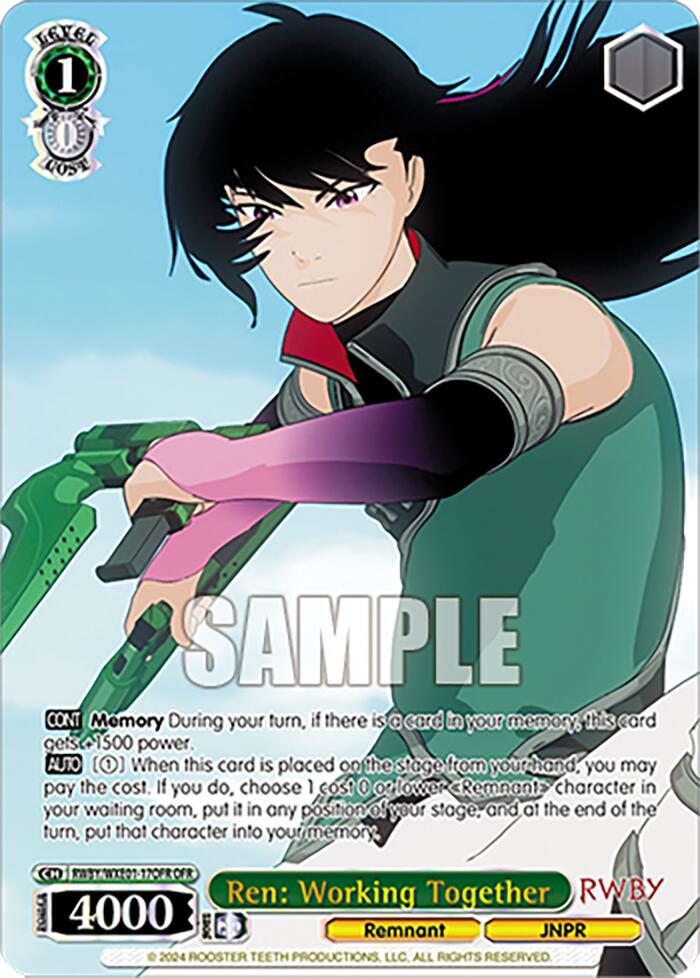 Image of Ren: Working Together (RWBY/WXE01-17OFR OFR) [RWBY: Premium Booster]