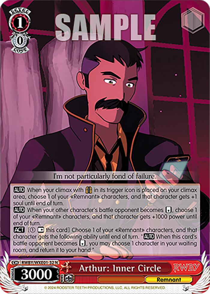 Image of Arthur: Inner Circle (RWBY/WXE01-32 N) [RWBY: Premium Booster]
