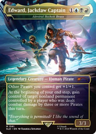 Image of Edward, Jackdaw Captain - Admiral Beckett Brass (Rainbow Foil) [Secret Lair Drop Series]