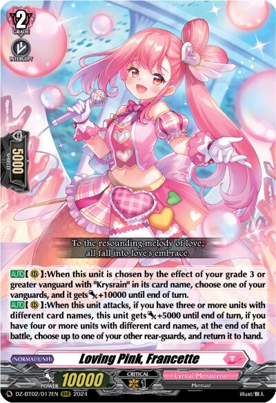Image of Loving Pink, Francette (DZ-BT02/017EN) [Illusionless Strife]