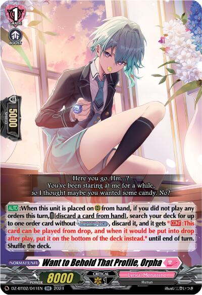 Image of Want to Behold That Profile, Orpha (DZ-BT02/041EN) [Illusionless Strife]