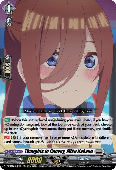 Image of Thoughts to Convey, Miku Nakano (EXC) (DZ-BT02/EX21EN) [Illusionless Strife]